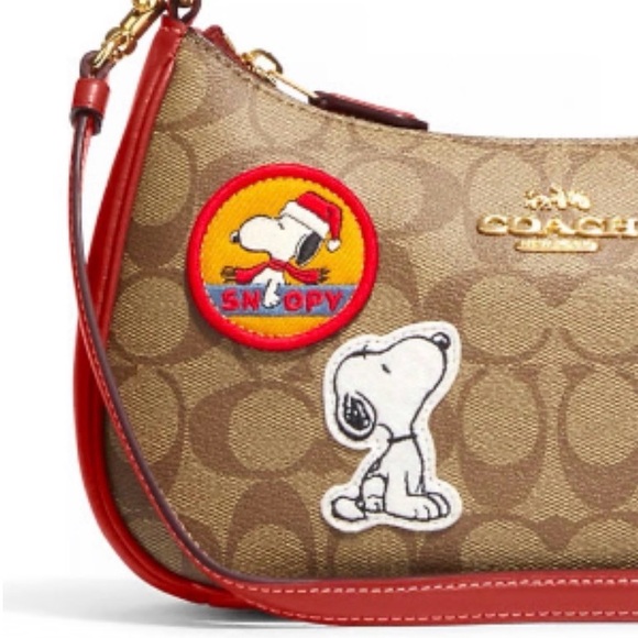 Coach X Peanuts Teri Shoulder Bag Signature Canvas Patches Crossbody - Picture 8 of 16